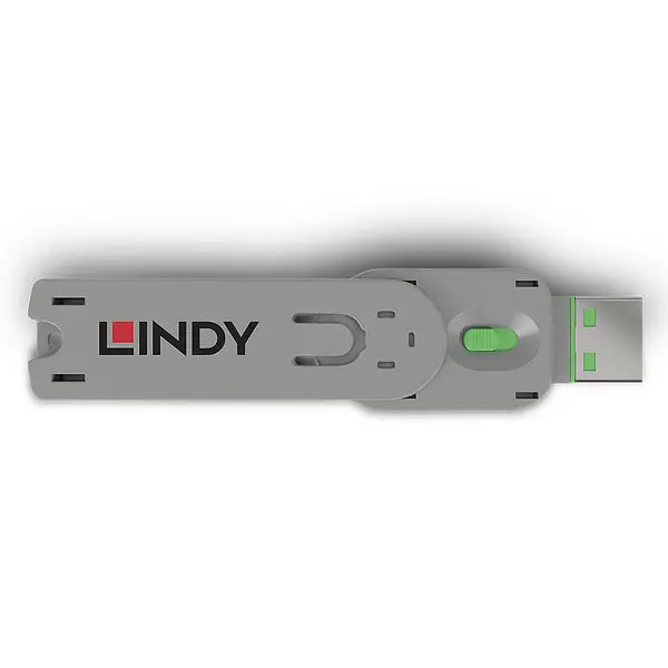 USB Priedas - LINDY USB A Prievado Užrakto Raktas Nr. 40451 40461 ABS 18x75,16x12mm Žalias – 2