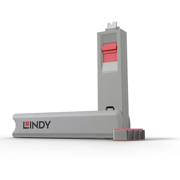 USB Priedas - LINDY USB C Prievado Blokatorių Rinkinys, 4 vnt. + raktas, ABS, Rožinė – 2