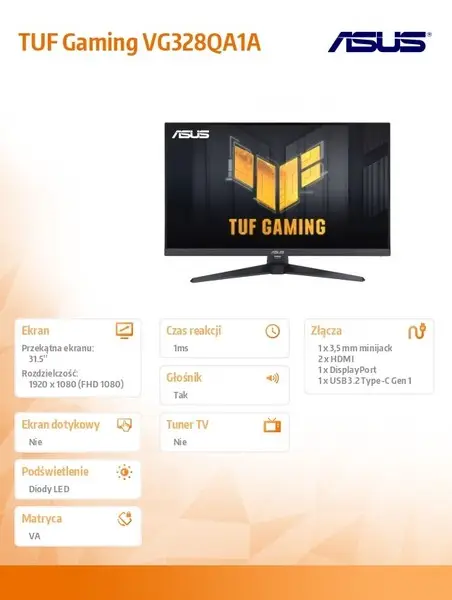 [Testuotas] Asus TUF Gaming VG328QA1A Gaming Monitor – 32-inch (31.5 viewable), Full HD(1920x1080), Overclock to 170Hz (native 165Hz), Extreme Low Motion Blur™, FreeSync Premium™, 1ms (MPRT), Shadow Boost – 6