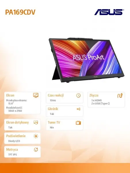 Asus ProArt PA169CDV Pen Display – 15.6-inch, IPS, 4K UHD (3840 x 2160), WACOM EMR, 100% sRGB, Color Accuracy ΔE – 5