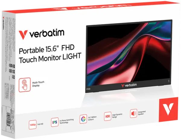 Verbatim 32402 Nešiojamas monitorius LIGHT 15.6'' IPS Touch FHD 1920x1080 10ms 250cd/m2 60Hz, Juoda – 3