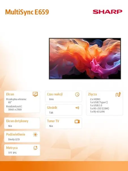 Monitor MultiSync E659 65 inches UHD 16/7 350cd/m2 – 2
