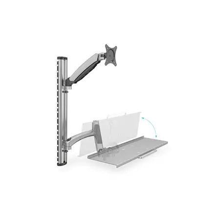DIGITUS DA-90354 sieninis monitoriaus ir klaviatūros laikiklis (iki 27" / Maksimali apkrova iki 6 kg, sidabrinės spalvos) – 3