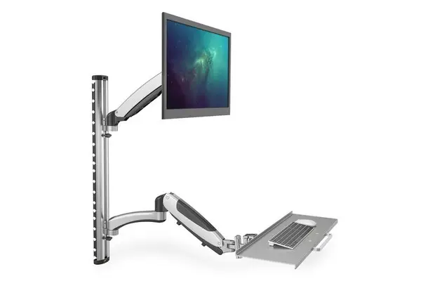 DIGITUS DA-90354 sieninis monitoriaus ir klaviatūros laikiklis (iki 27" / Maksimali apkrova iki 6 kg, sidabrinės spalvos) – 4