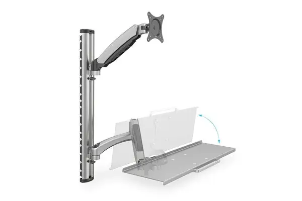 DIGITUS DA-90354 sieninis monitoriaus ir klaviatūros laikiklis (iki 27" / Maksimali apkrova iki 6 kg, sidabrinės spalvos) – 6