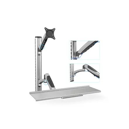 DIGITUS DA-90354 sieninis monitoriaus ir klaviatūros laikiklis (iki 27" / Maksimali apkrova iki 6 kg, sidabrinės spalvos) – 10