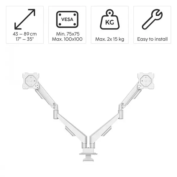 Monitor moint gas spring 2 arms 13-35 inches white – 8