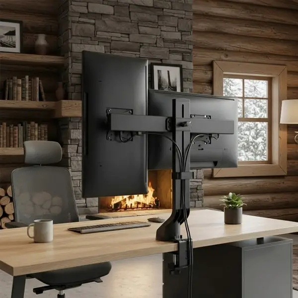 Maclean MC-854 dvigubas stalinis monitorių laikiklis, skirtas 27"-42" (iki 14 kg svoriui bendrai) – 5