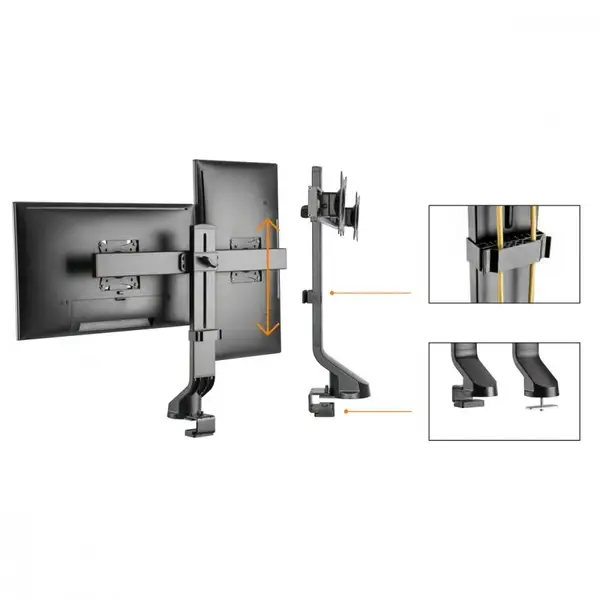 Maclean MC-854 dvigubas stalinis monitorių laikiklis, skirtas 27"-42" (iki 14 kg svoriui bendrai) – 8