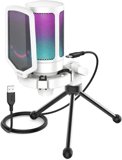 FIFINE A6V kardioidinis laidinis mikrofonas (baltas) su RGB
