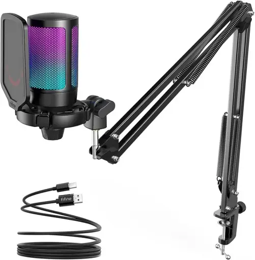 FIFINE A6T kardioidinis laidinis mikrofonas su RGB + laikiklis