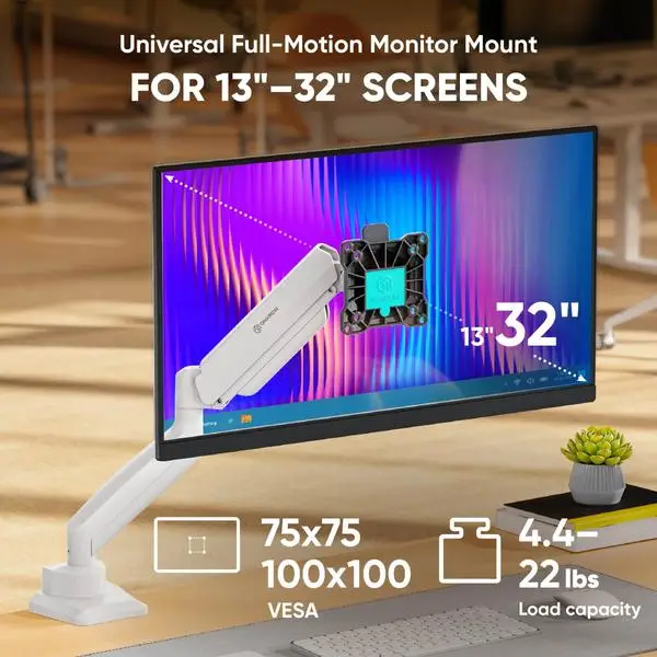 MONITOR ACC DESK MOUNT/13-32" BLK/WHT G80-BW ONKRON – 3