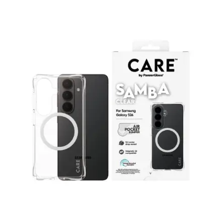 CARE by PanzerGlass Samba Case Transparent w. White Qi Samsung New Galaxy S26