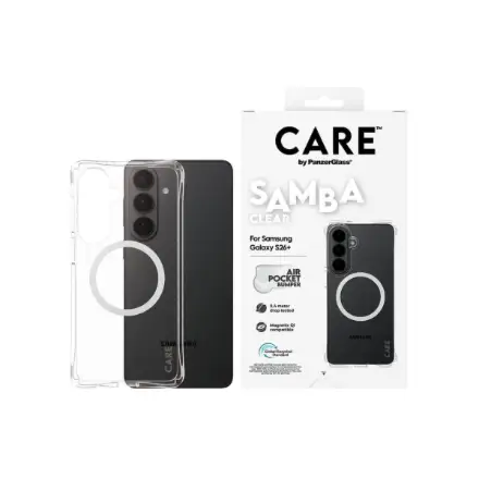 CARE by PanzerGlass Samba Case Transparent w. White Qi Samsung New Galaxy S26 Plus