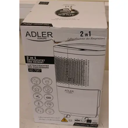 SALE OUT. Adler AD 7917 Air Dehumidifier, 200 W, Free standing, White DAMAGED PACKAGING