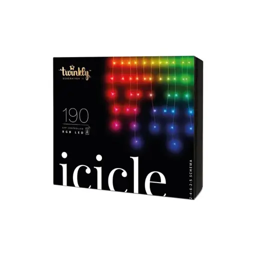 Twinkly Icicle Smart LED Lights 190 RGB (Multicolor), 5m, Transparent wire Twinkly