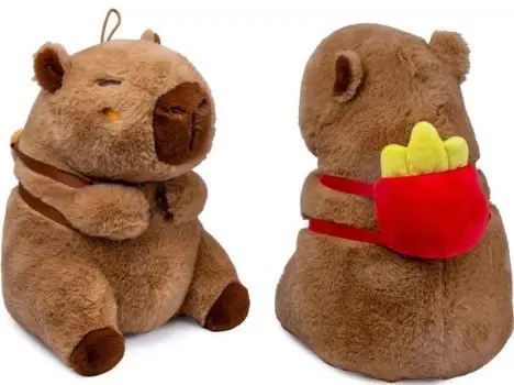 Kawaii - Capybara With Fries Backpack Pliušinis Žaislas