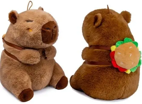 Kawaii - Capybara With Burger Backpack Pliušinis Žaislas