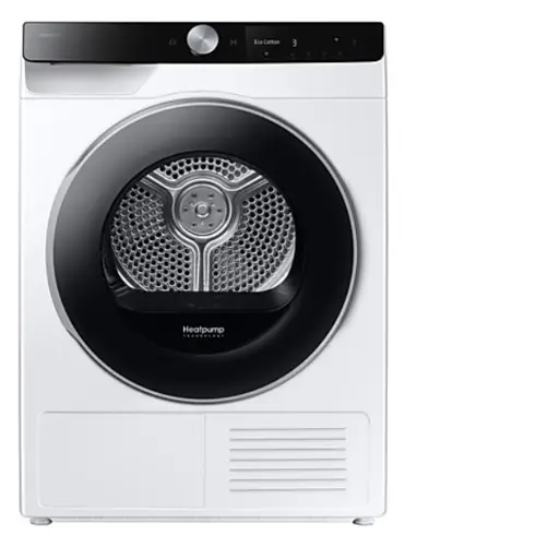 Samsung DV90DG6845LKU4, Įkrova 9kg., Šilumos siurblio technologija (Heat Pump), A, 600 x 850 x 600 mm, DIT, Ai Control, „SmartThings“, „Smart Check“ sistema, Durelių atidarymo krypties keitimas, Išmanioji funkcija OptimalDry, ... balta+juoda spalva j
