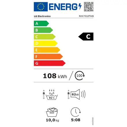 LG Dryer Machine RHX7010TWB Energy efficiency class C