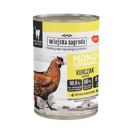 WIEJSKA ZAGRODA Chicken Mono - šlapias kačių maistas - 400g