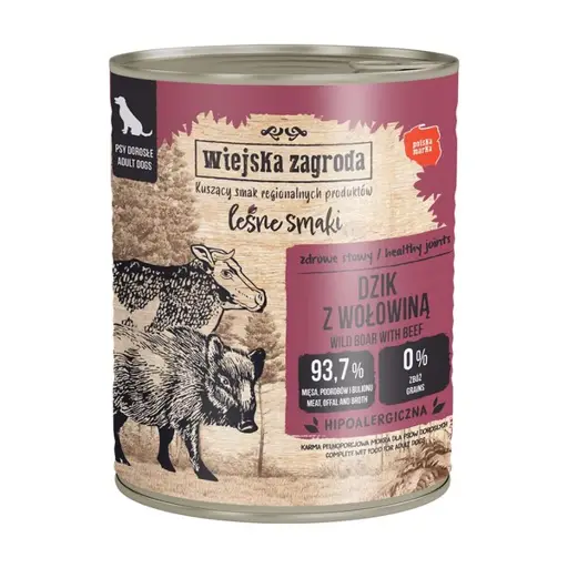 WIEJSKA ZAGRODA Forest Flavors Wild Boar with beef - drėgnas ėdalas šunims - 800g