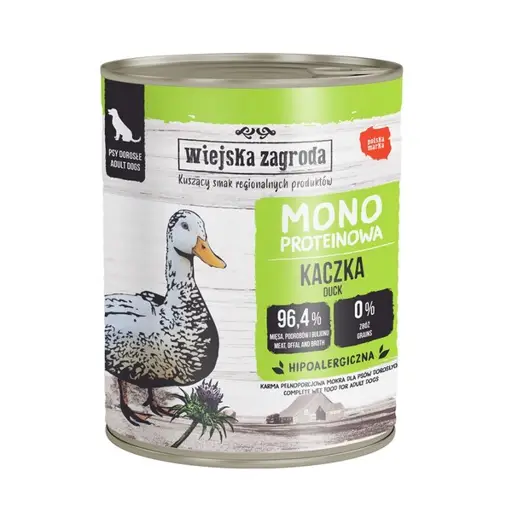 WIEJSKA ZAGRODA Mono Duck - drėgnas ėdalas šunims - 800g