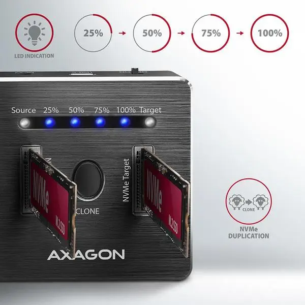 SSD ACC DOCK STATION USB-C/2XM.2 NVME ADSA-M2C AXAGON – 3
