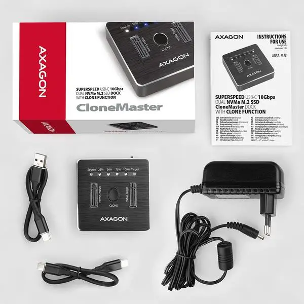 SSD ACC DOCK STATION USB-C/2XM.2 NVME ADSA-M2C AXAGON – 10
