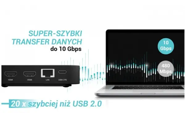 USB-C DP Dual HDMI Docking Station with Power Delivery 100 W + i-tec Universal Charger 100W – 5