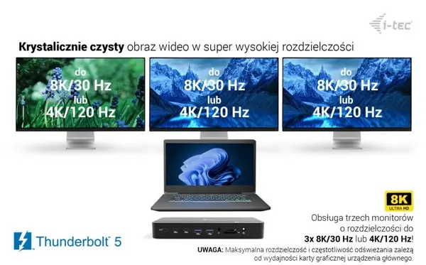 Thunderbolt 5 Triple Display Docking Station M.2 6xUSB 2.5 GLAN PD 140W – 6