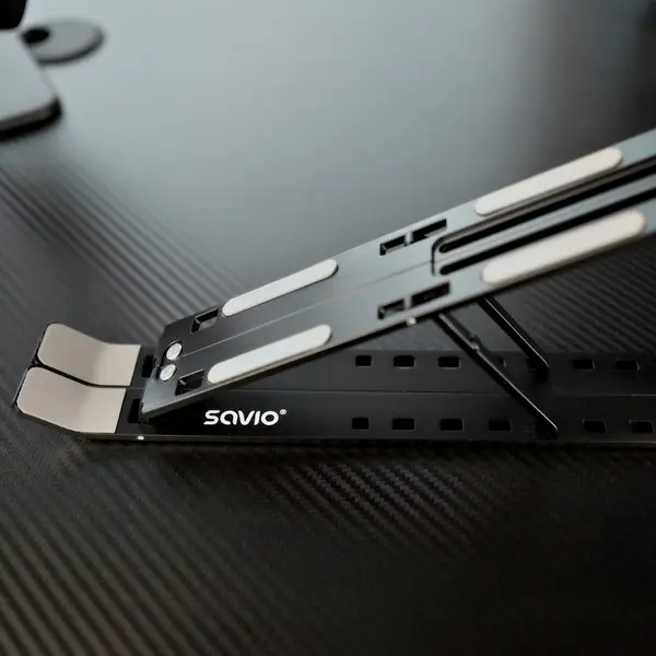 SAVIO PB-05 Nešiojamojo kompiuterio ir planšetės stovas biurui, juodas, aliuminis – 8