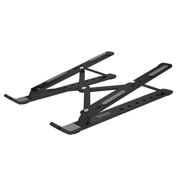 SAVIO PB-05 Nešiojamojo kompiuterio ir planšetės stovas biurui, juodas, aliuminis – 10