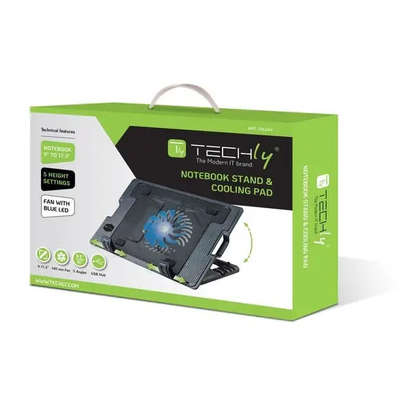 Techly ICOOL-CP12TY aušinimo padėklas nešiojamam kompiuteriui 43,9 cm (17.3") 1400 RPM Juoda – 2