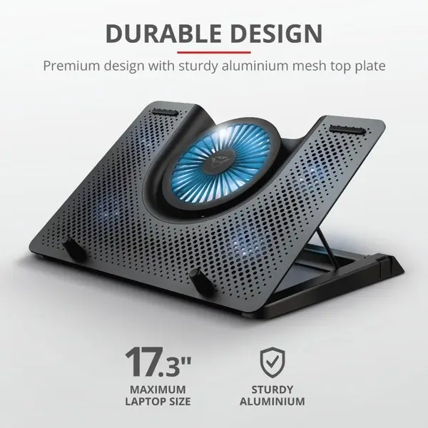 Trust GXT 1125 Quno Premium LED-illuminated gaming laptop cooling stand with 5 fans – 9