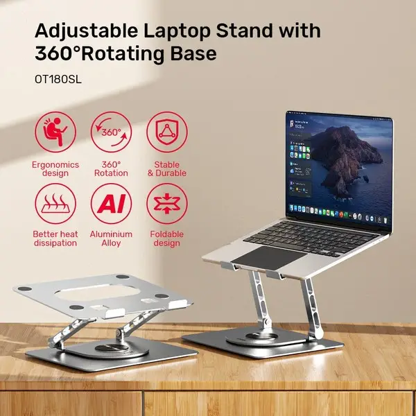Unitek OT180SL01 360° reguliuojamas nešiojamojo kompiuterio stovas 10-16“ – 3