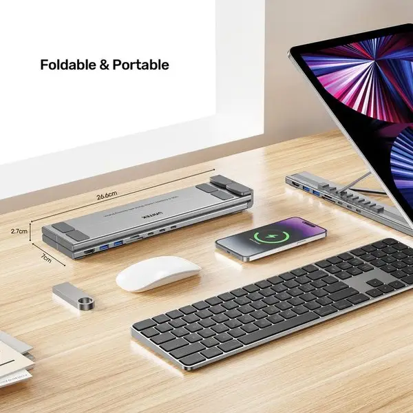 UNITEK D1137AGY01 knyginių kompiuterių dokas / jungčių replikatorius Prijungimas USB 3.2 Gen 1 (3.1 Gen 1) Type-C Sidabras – 10