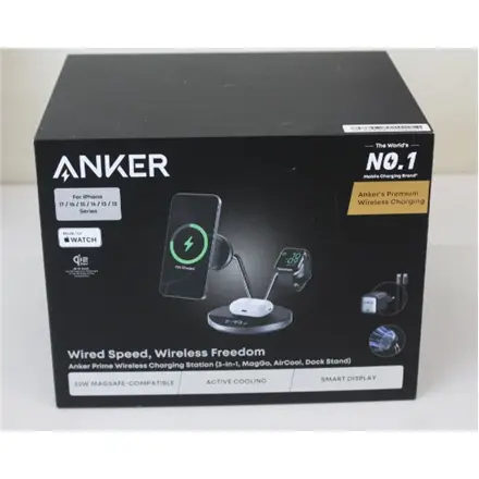 SALE OUT. Anker Prime Wireless Charging Station Qi2.2 25W wireles charging (3-in-1, MagGo, AirCool, Dock Stand) PSU added