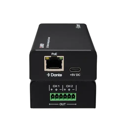 Garso Dekoderis - Lindy 2ch Dante® į Analoginį Garso Dekoderį 96kHz 24-Bit 100m (328.08ft) Juodas