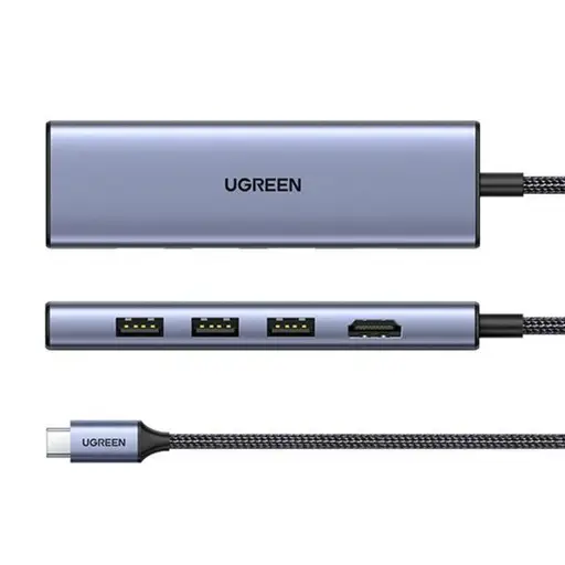 Ugreen 20956A sąsajos šakotuvas C tipo USB 5000 Mbit/ai Sidabras