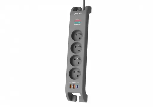 Surge protector power strip 4 sockets 2m 3xUS