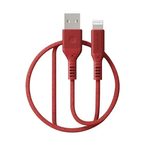 USB Kabelis - Premium MFI Sertifikuotas Laidas USB Lightning 1.2m, Raudonas