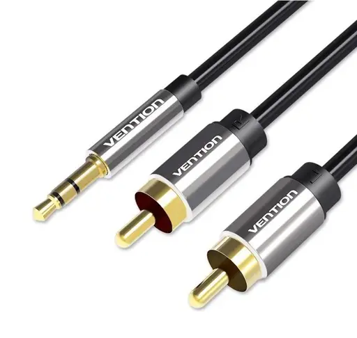 Vention BCFBF garso kabelis 1 m 3.5mm 2 x RCA Aliuminis, Juoda