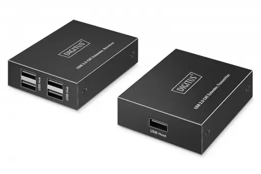 Category 6 UTP USB 2.0 Extender up to 150m, 4× USB-A up to 480 Mbps, 1× RJ45 (Gigabit Ethernet) - Kit (Receiver/Transmitter)
