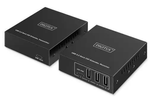 DIGITUS USB Extender USB 3.2 Gen1 100m 3x USB-A & 1x USB-C for use with CAT cable