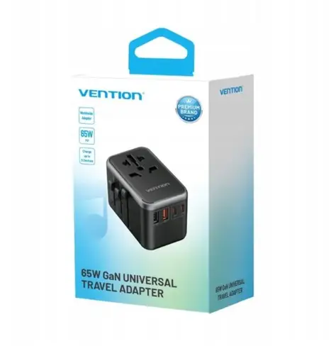 Vention 65 W GaN kelioninis adapteris ir įkroviklis 2x USB-A 2x USB-C