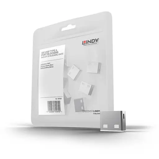 USB Priedas - LINDY USB Type A Prievadų Blokatoriai, 10 vnt., Balti