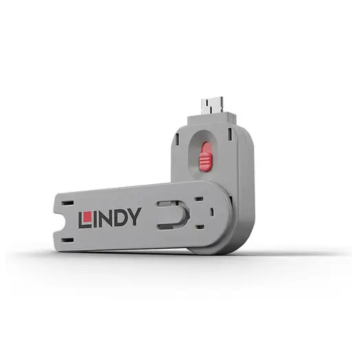 USB Prievado Blokatorius - LINDY USB A Prievado Blokatoriaus Raktas, Nr. 40450 ir 40460, 18x75.16x12mm, Rožinis