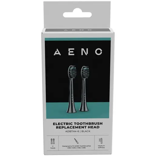 AENO Replacement toothbrush heads, Black, Dupont bristles, 2pcs in set (for ADB0004/ADB0006 and ADB0003/ADB0005)