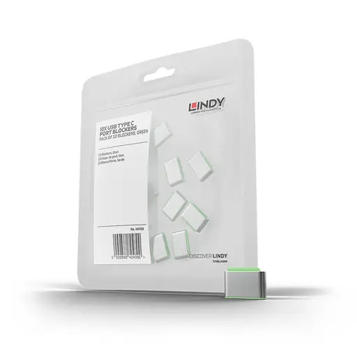 USB Priedas - LINDY USB Type C Prievadų Blokatoriai, 10 vnt., Žali